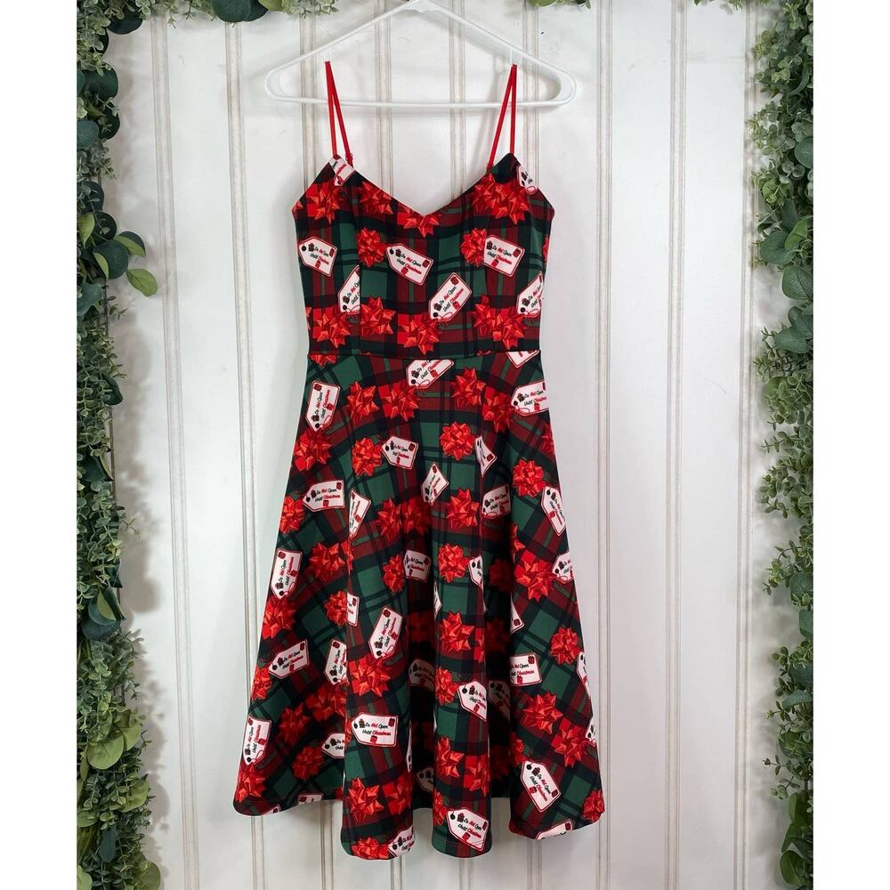 Green & Red Plaid "Do Not open until Christmas" Holiday Midi Swing Party Dress